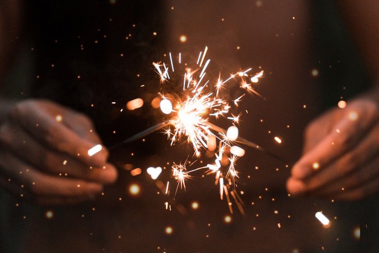 Sparklers in hands
